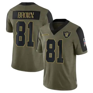 Tim Brown Las Vegas Raiders Youth Limited 2021 Salute To Service Nike Jersey  - Olive